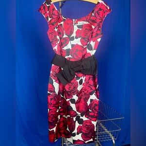 Joseph Ribkoff Satin Rose Print Dress - Size 6 - Made in Canada